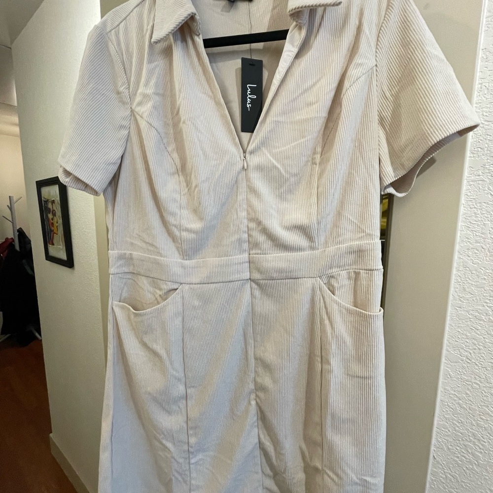 Lulu's Cream Ribbed Dress